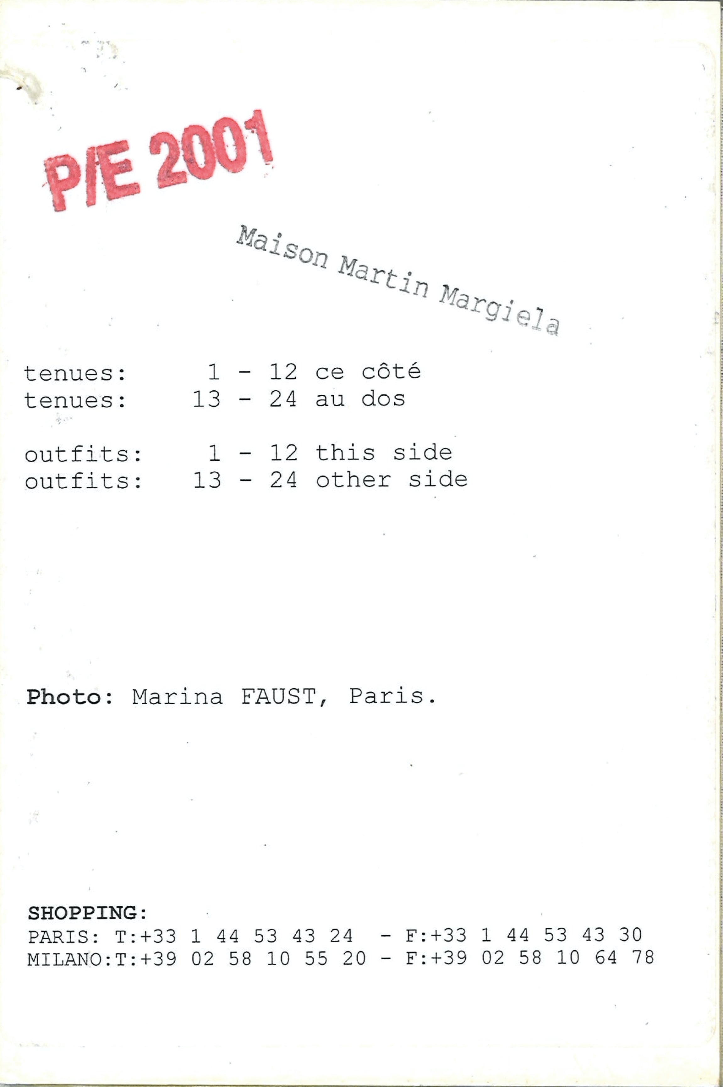 Maison Martin Margiela Lookbook
Womenswear Collection Spring/Summer 2001