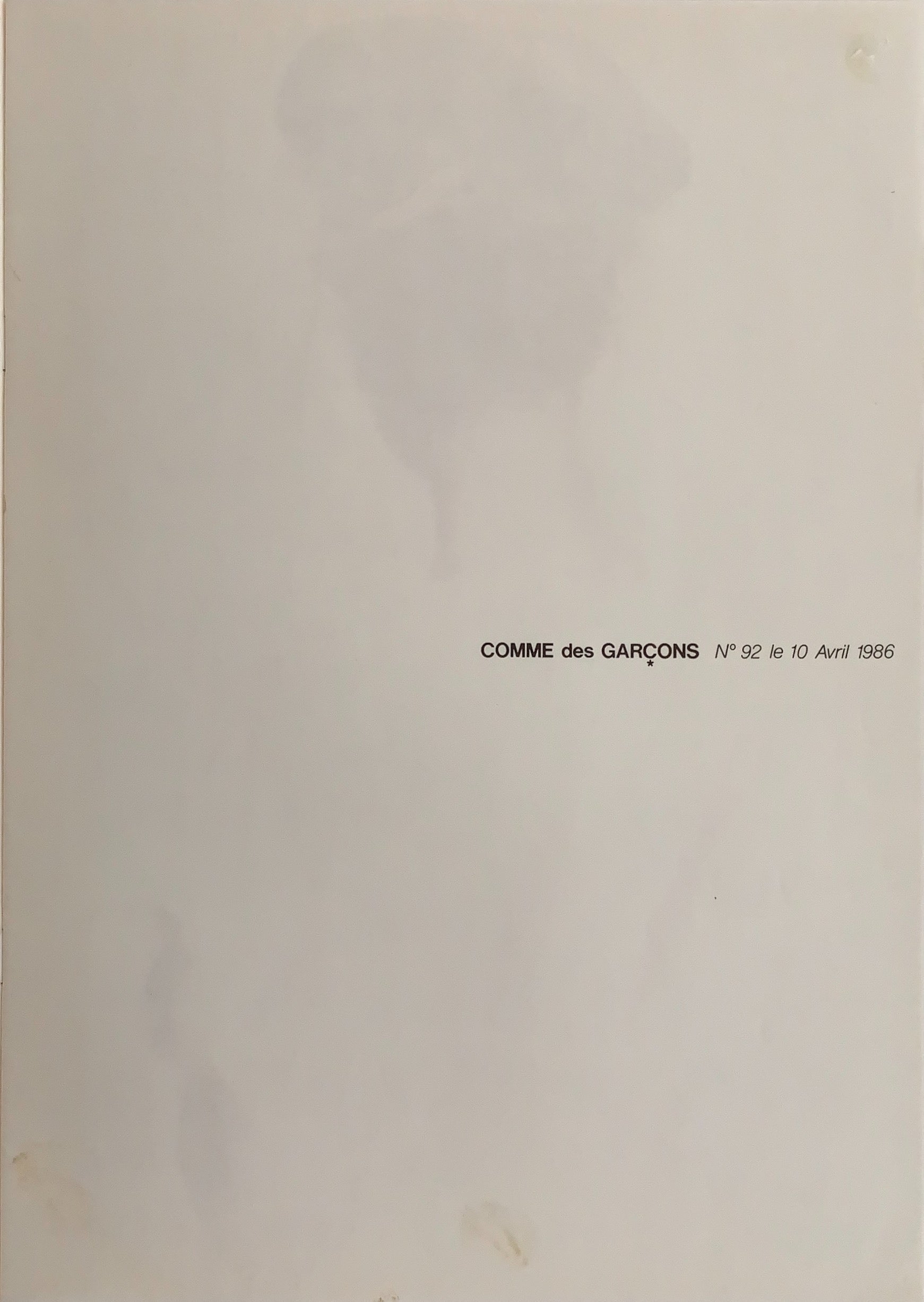 Comme des Garçons Catalogue N° 92 - le 10 Avril 1986